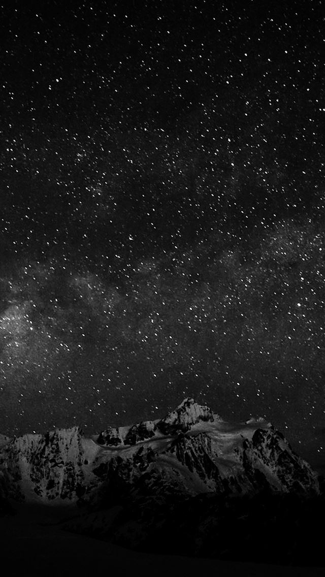 640x1136 Starry Night Sky Mountain Nature Bw Dark - mountains iPhone Wallpaper