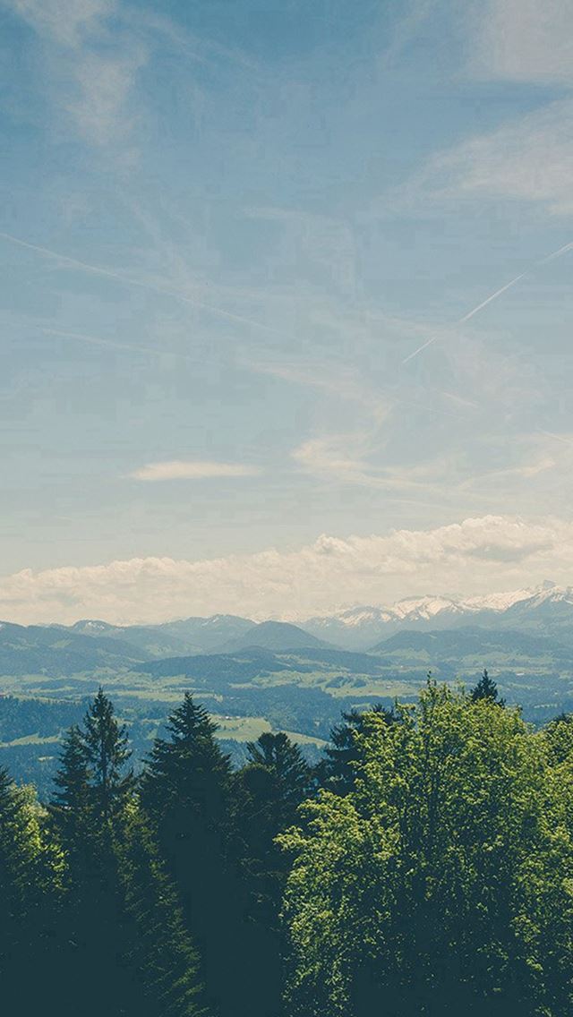 640x1136 Mountain Valley Pine Canopy Vintage - clouds iPhone Wallpaper