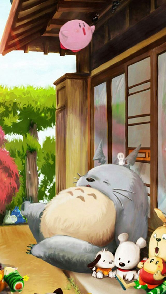 640x1136 Dreamy Cute Lovely Totoro Window Outside - anime iPhone Wallpaper