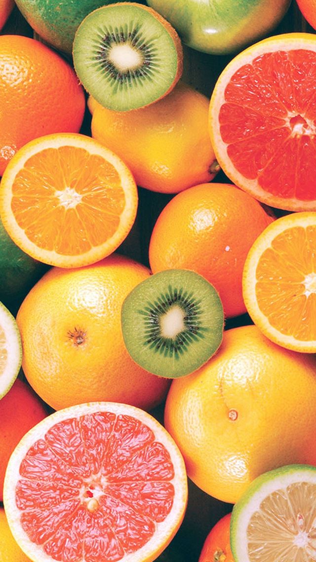 640x1136 Colorful Fruit Mix Stack - yellow iPhone Wallpaper