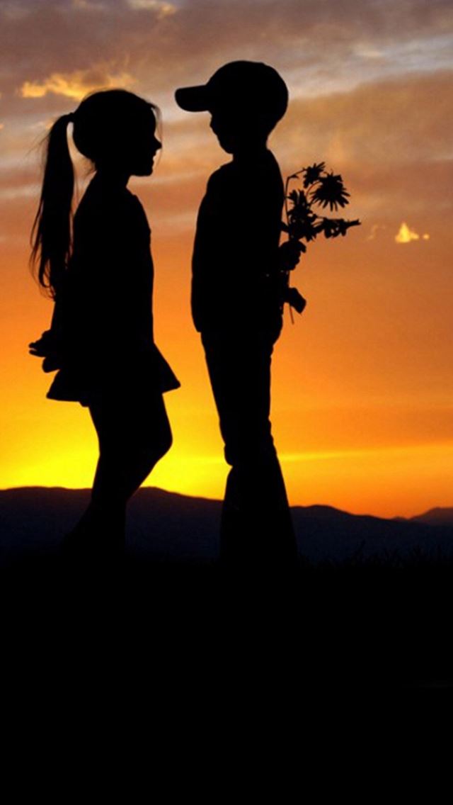 640x1136 Mountain Top Cute Lovely Kids Silhouette Romantic Scene - romantic iPhone Wallpaper