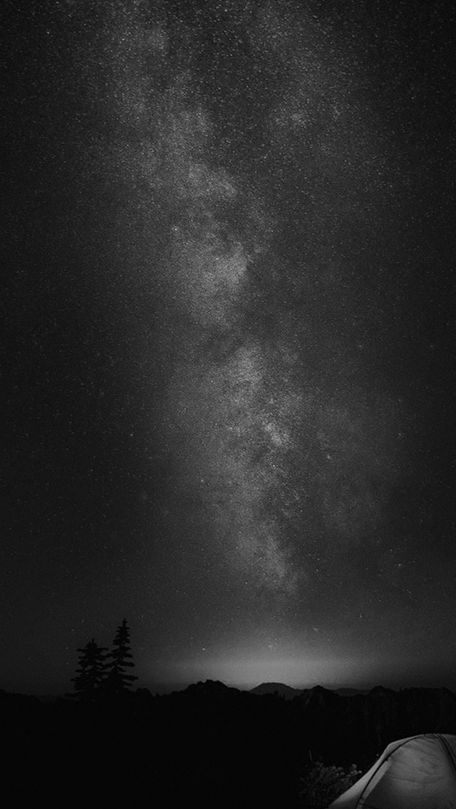 1284x2778 Camping Night Star Galaxy Milky Sky Dark Space Bw - star iPhone Wallpaper