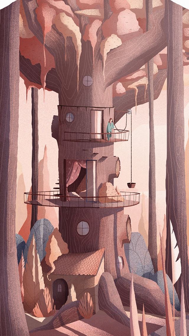 640x1136 Matin Ordinaire Illustration Art Wood Warm Happy - shadow iPhone Wallpaper