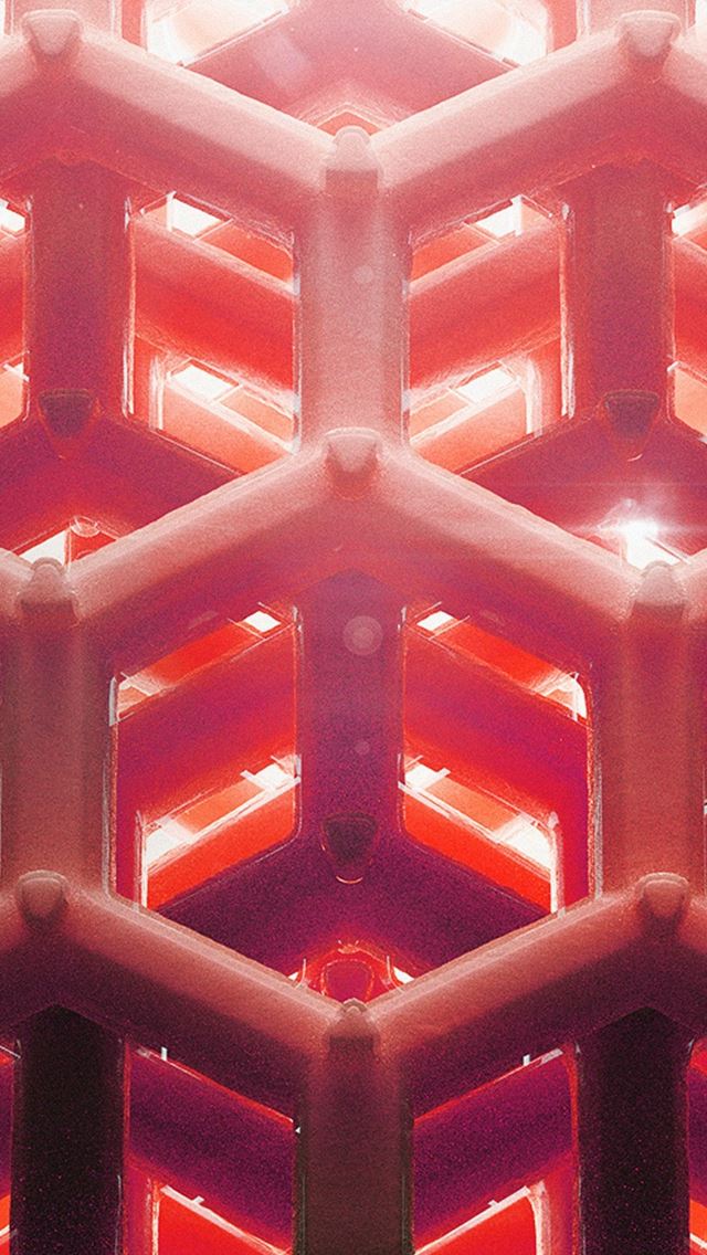 640x1136 Honey Art Red Bee Comb Hive Pattern -  iPhone Wallpaper