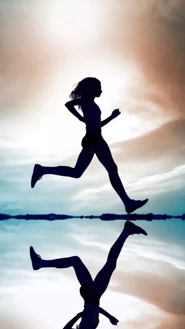 640x1136 Bright Running Silhouette Reflection Skyline -  iPhone Wallpaper