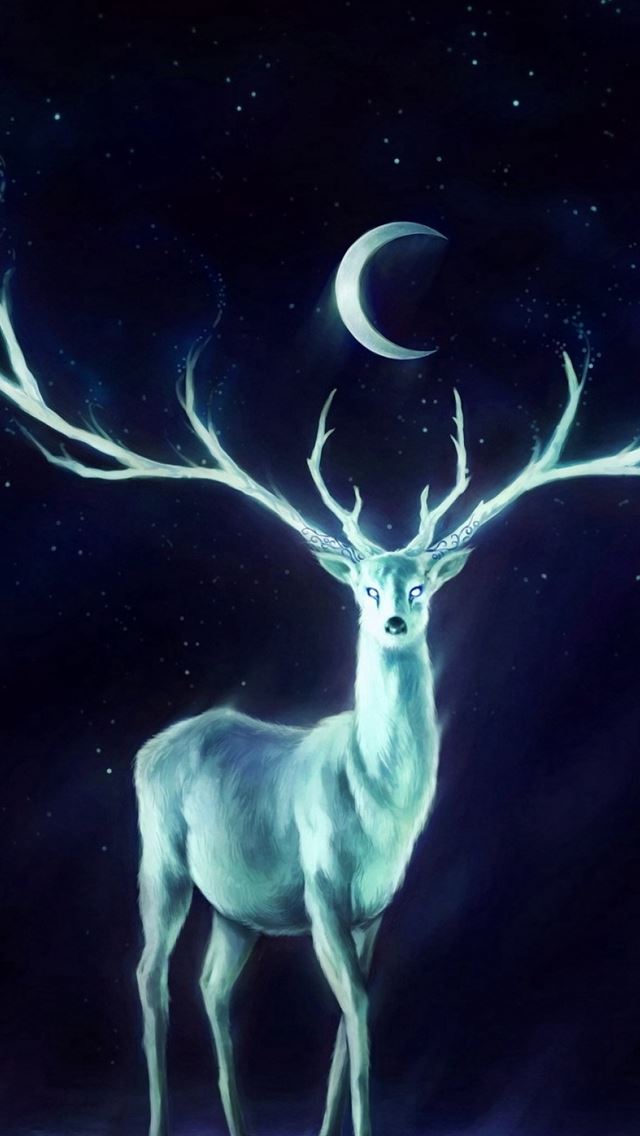 640x1136 Deer Horns Moon Stars - deer iPhone Wallpaper