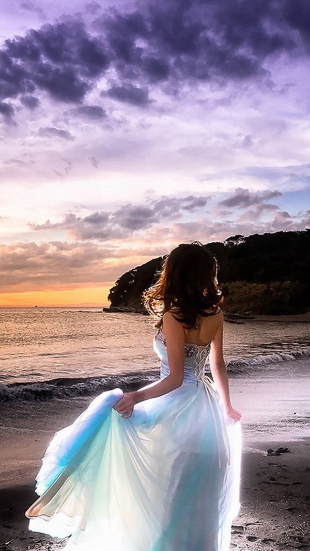 640x1136 Sunset Girl Background - yellow iPhone Wallpaper