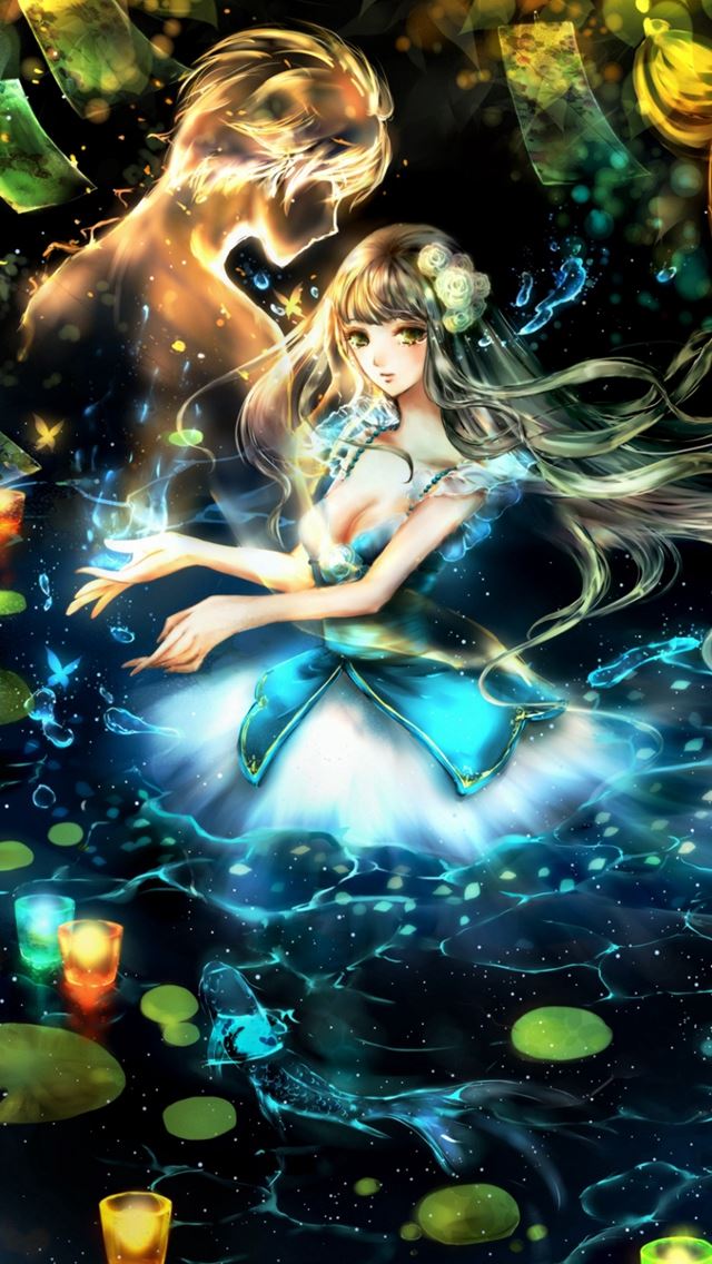 640x1136 Girl Anime Art Boy Dream Glow - romantic iPhone Wallpaper