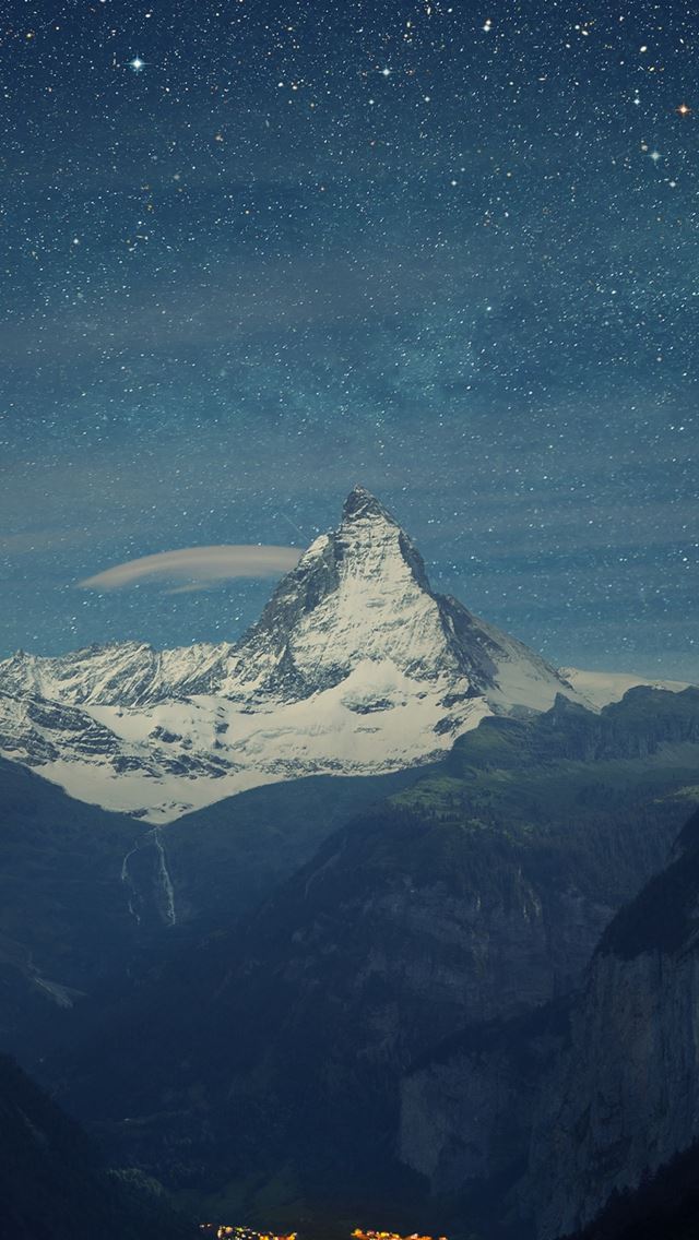 640x1136 Switzerland Alps Mountains Night Beautiful Landscape - shadow iPhone Wallpaper
