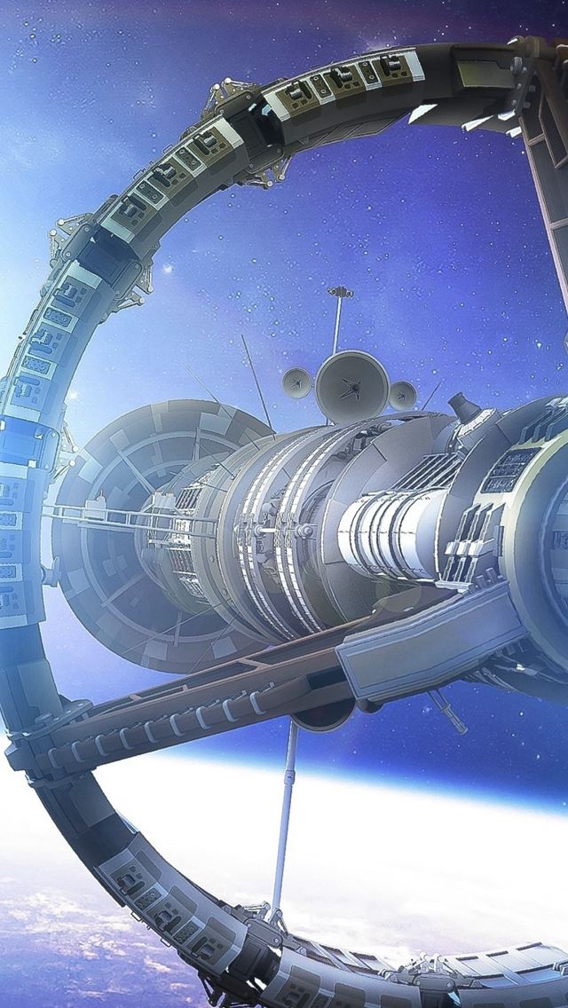 640x1136 Space Planet Ship Art Star - shiny iPhone Wallpaper