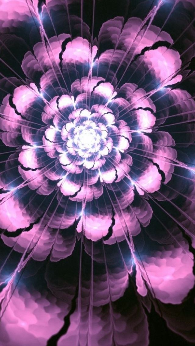 640x1136 Abstract Bloomy Flower Petals Dark Pattern Art - shiny iPhone Wallpaper