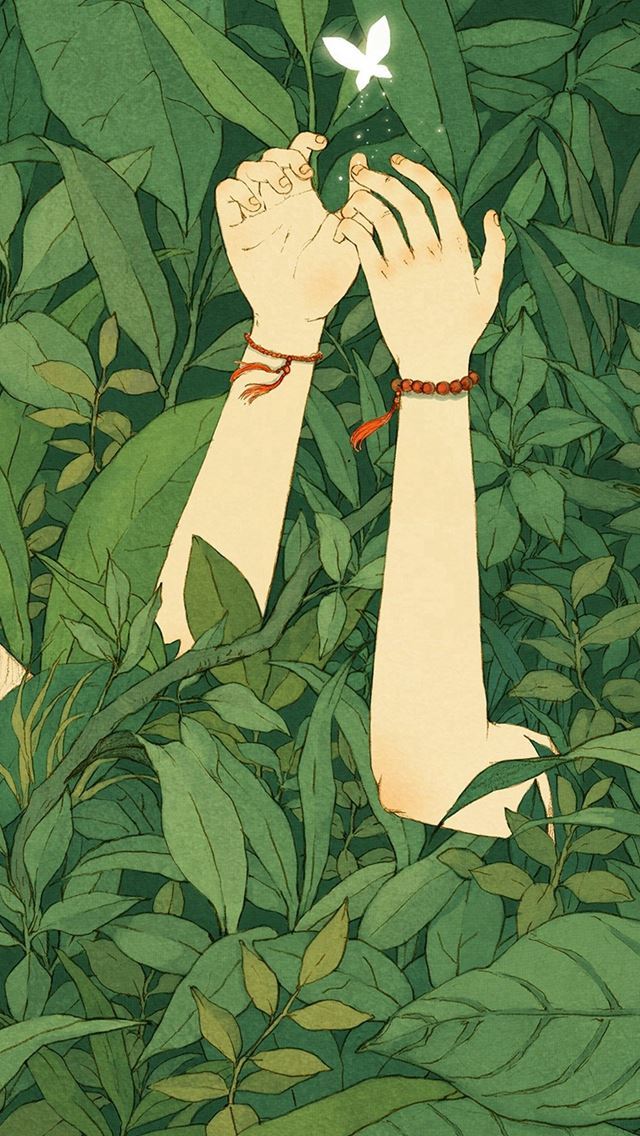 640x1136 Green Wood Forest Love Butterfly Illustration Art -  iPhone Wallpaper
