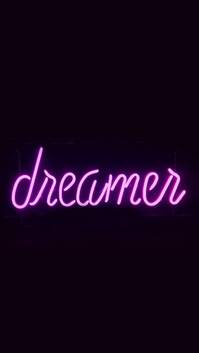 640x1136 Dreamers Neon Sign Dark Illustration Art Purple - neon iPhone Wallpaper