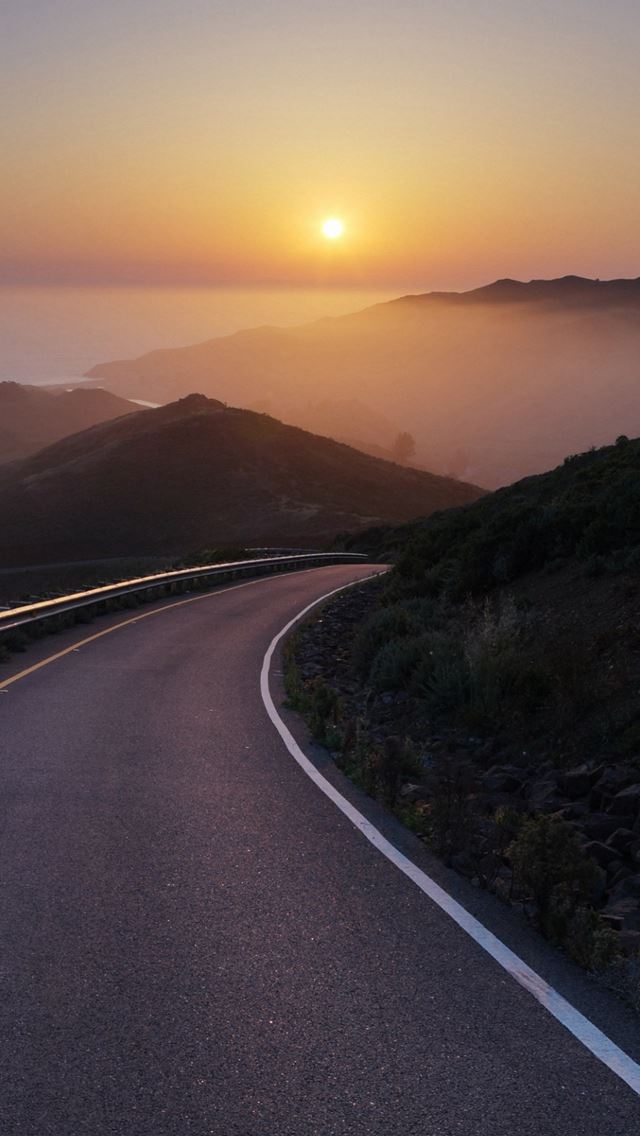 640x1136 Conzelman Road Sunset Turning Road Sea - hill iPhone Wallpaper