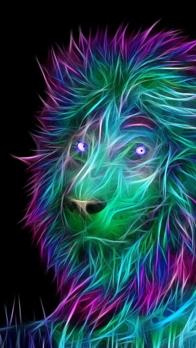 1284x2778 Abstract 3D Art Lion Colorful Hair -  iPhone Wallpaper