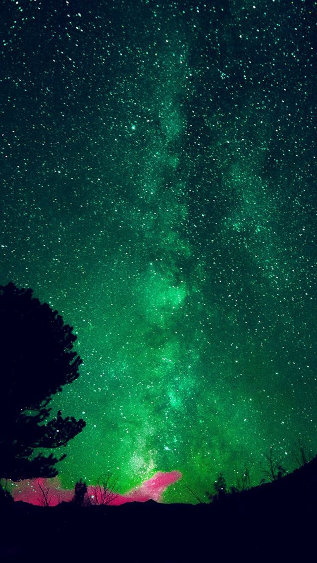 640x1136 Aurora Night Sky Star Space Nature Green - fantasy iPhone Wallpaper