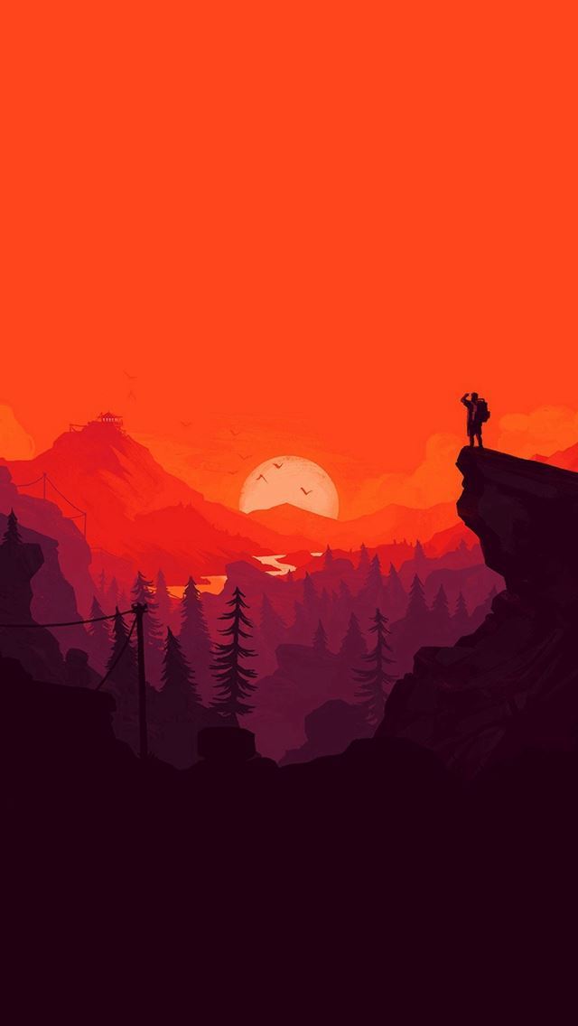 1284x2778 Nature Sunset Simple Minimal Illustration Art Red - illustration iPhone Wallpaper