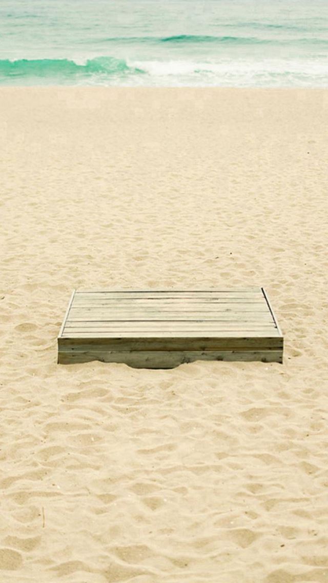 640x1136 Pure Summer Beach Wooden Box - wave iPhone Wallpaper