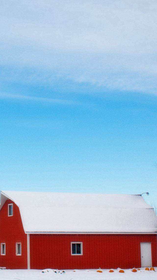 640x1136 Barn Winter Sky Tree - tree iPhone Wallpaper