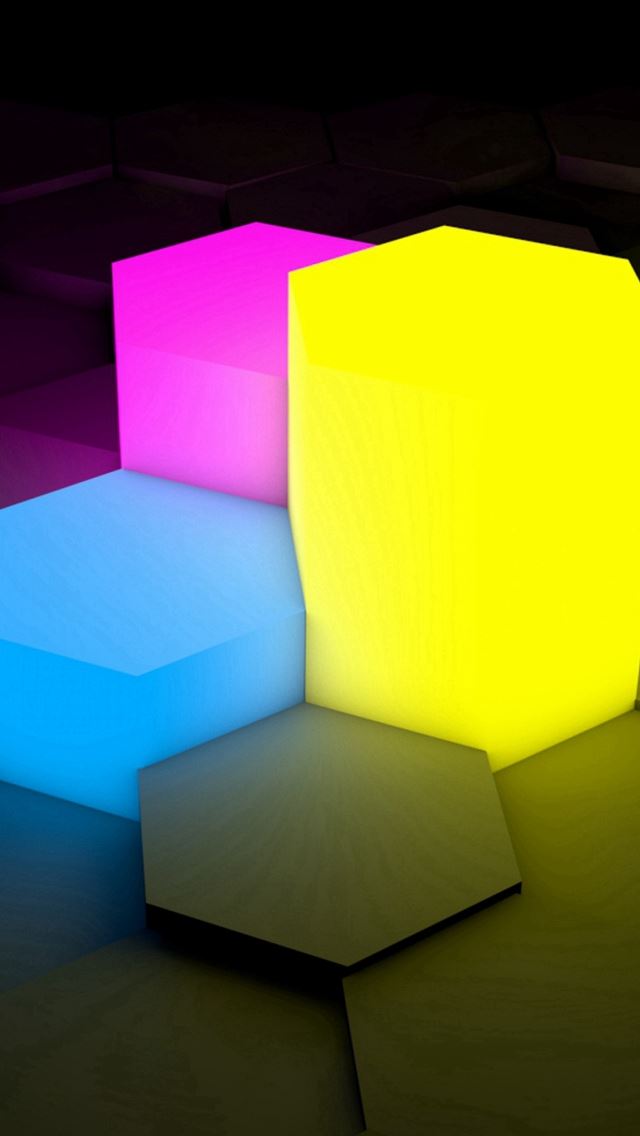 640x1136 3D Picture Lights Cube - yellow iPhone Wallpaper
