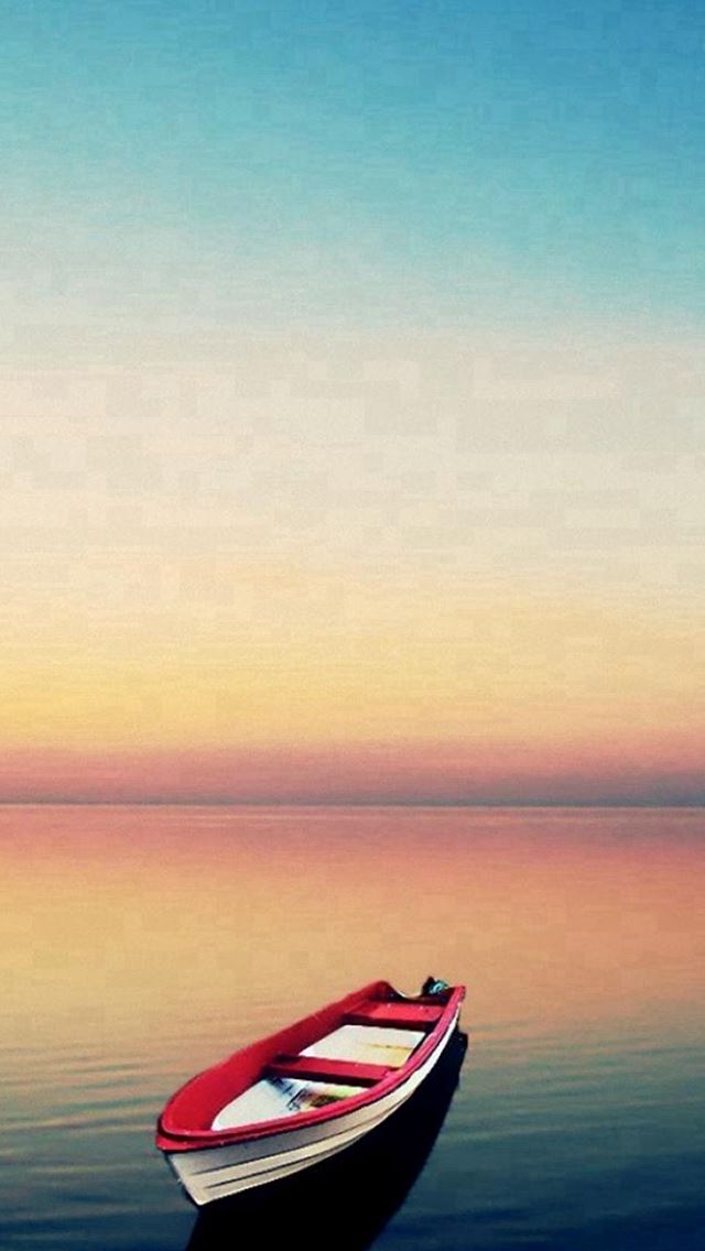 640x1136 Nature Calm Parking Boat Skyline - boat iPhone Wallpaper