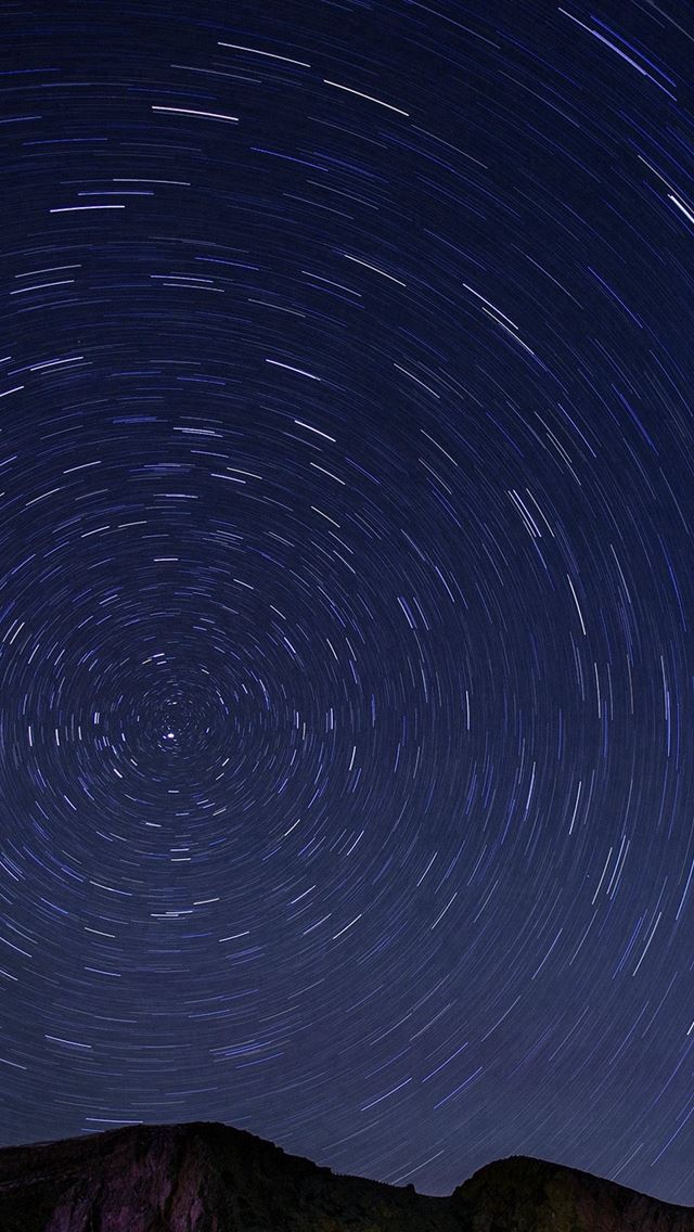 640x1136 Sky Star Round Night Blue Dark Nature Mountain - round iPhone Wallpaper