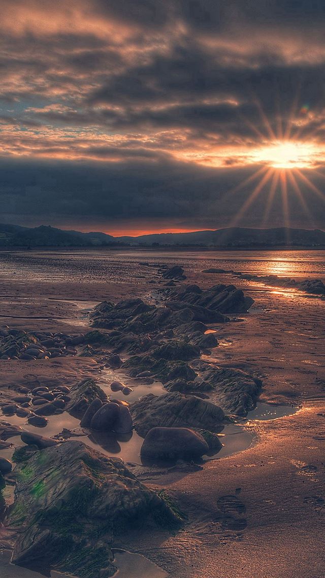 640x1136 Red Beach Sea Nature - skyscape iPhone Wallpaper