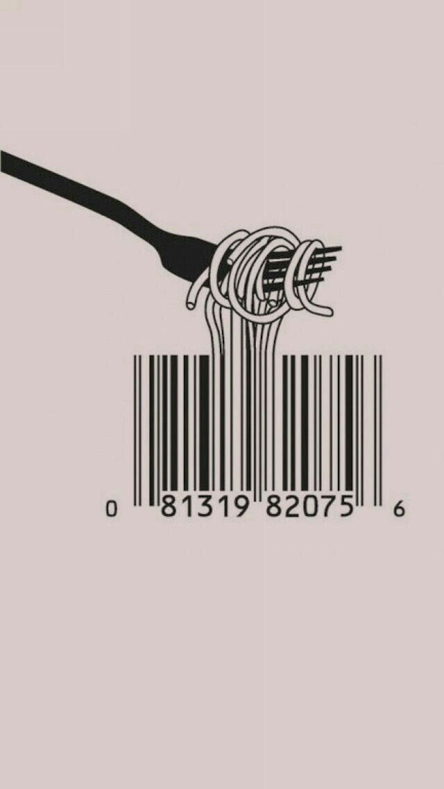 640x1136 Spaghetti Barcode Fork - illustration iPhone Wallpaper