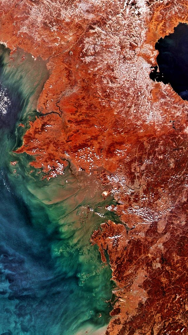 640x1136 Yellow Sea Korea Corea Red Earthview Pattern - korea iPhone Wallpaper