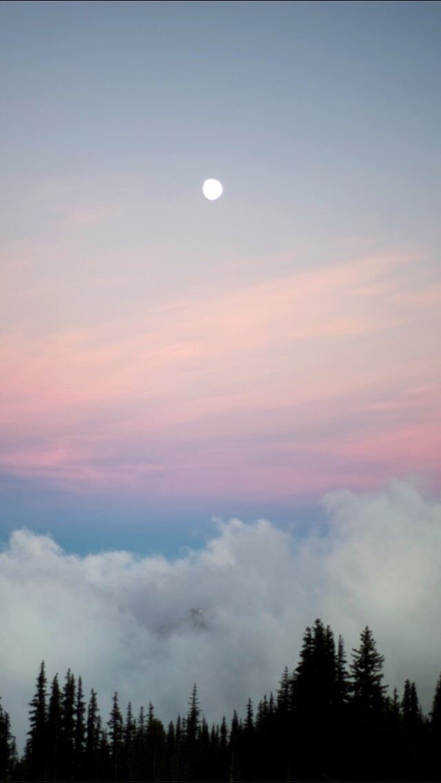 640x1136 Moon Over Forest Valley Clouds - clouds iPhone Wallpaper