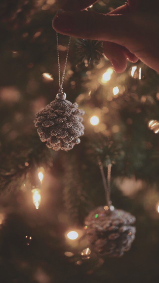 640x1136 Decorating Christmas Tree Pine Cones - christmas tree iPhone Wallpaper