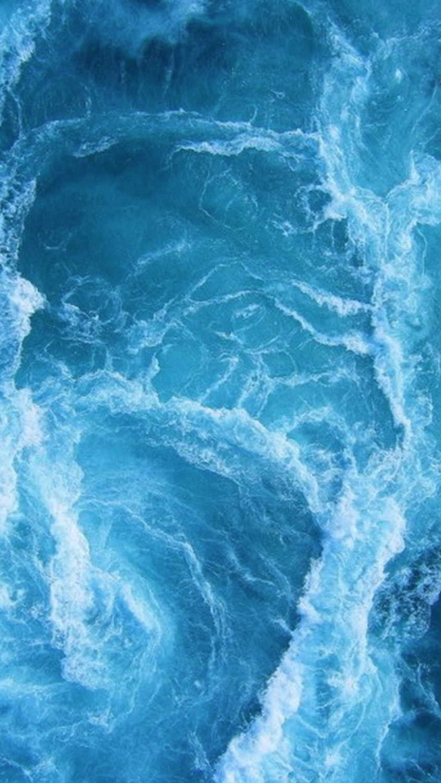 Swirling Blue Ocean Waves  iPhone wallpaper 