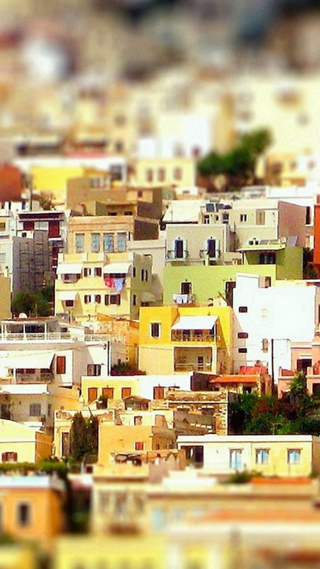 640x1136 Syros Greece Houses Colorful - city view iPhone Wallpaper