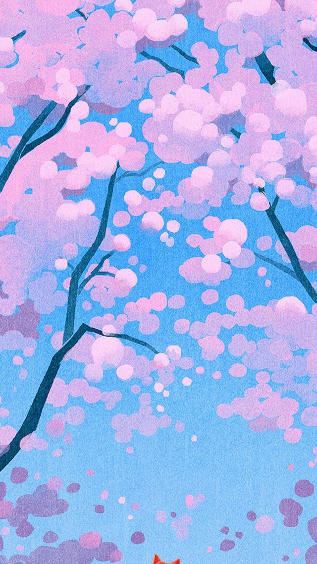 640x1136 Cute Siba Dog Animal Spring Illustration Art - pink iPhone Wallpaper
