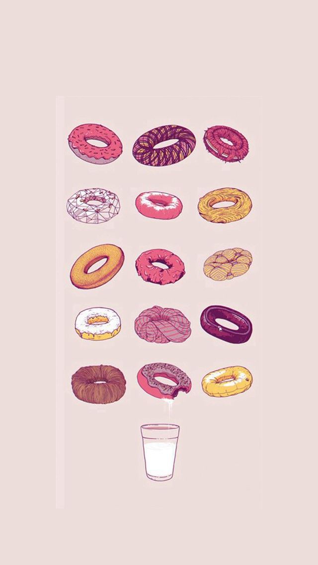640x1136 Delicious Donuts Milk Glass Illustration - dessert iPhone Wallpaper