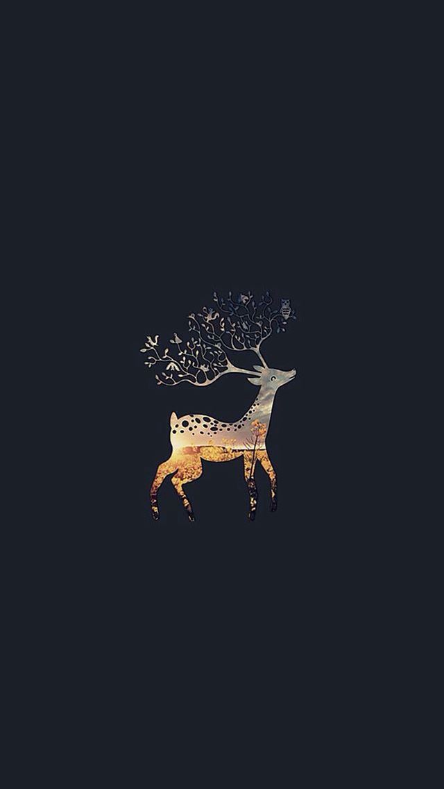 640x1136 Dark Deer Branch Horns - deer iPhone Wallpaper