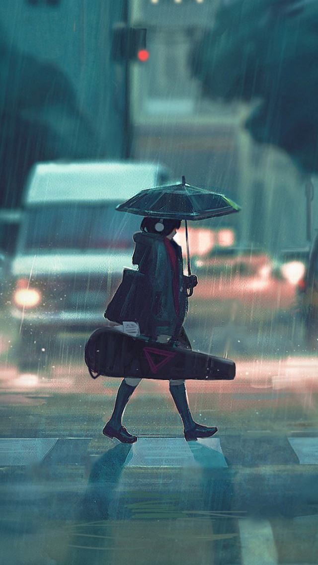 1284x2778 Rainy day anime girl - girl iPhone Wallpaper