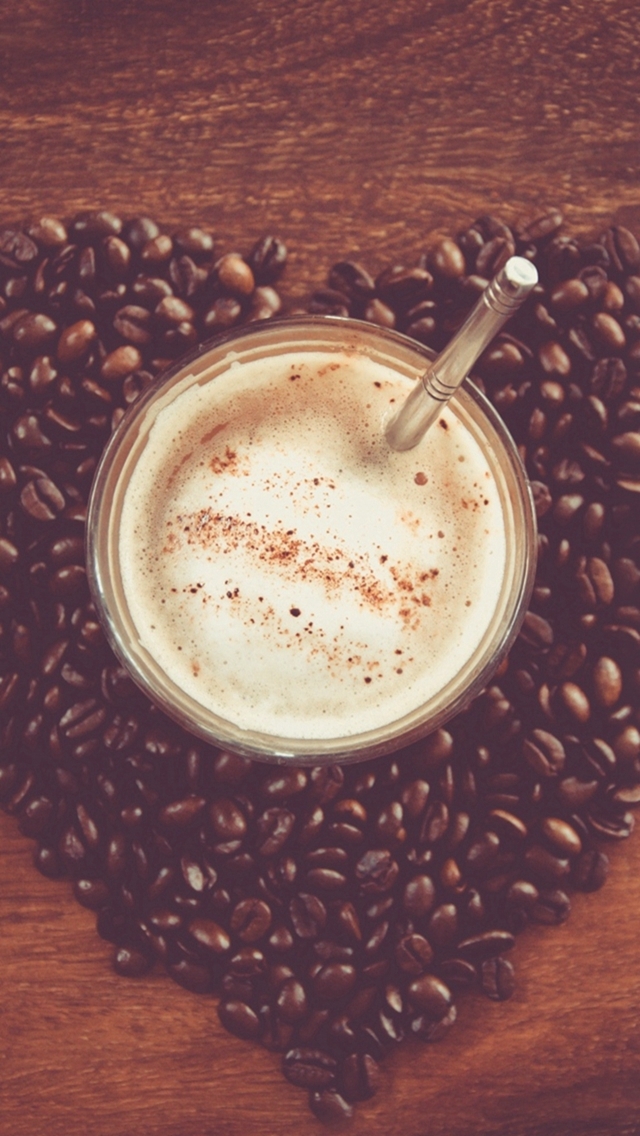 640x1136 Coffee beans - cup iPhone Wallpaper