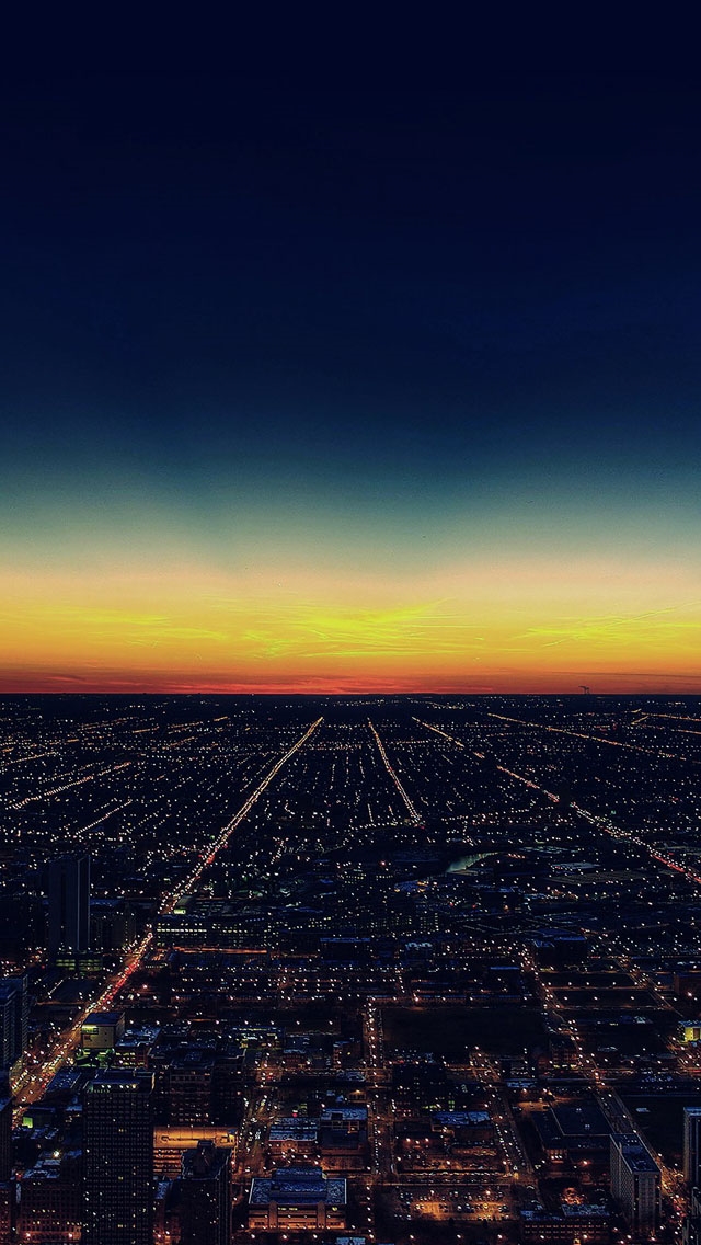 640x1136 Night sky flying blue sunset city - cyan iPhone Wallpaper
