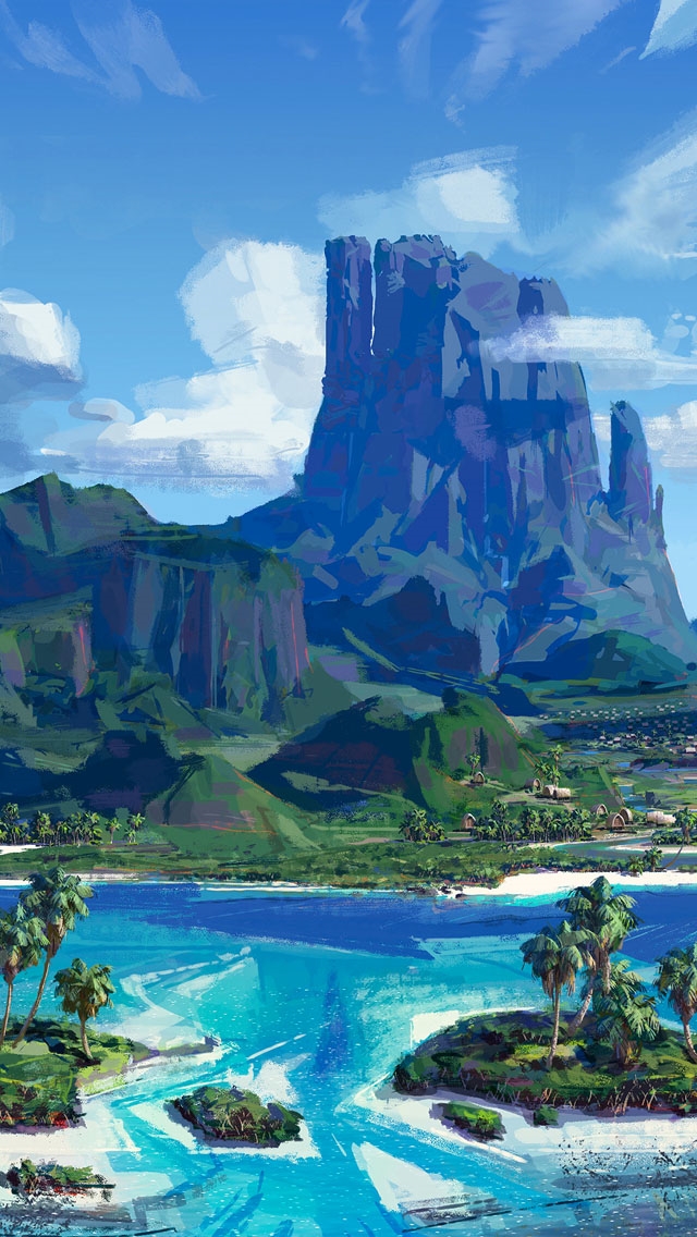 640x1136 Sea anime paint summer  - paint iPhone Wallpaper