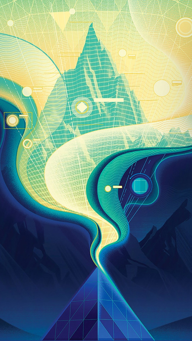 640x1136 Digital abstract road blue illustration art -  iPhone Wallpaper