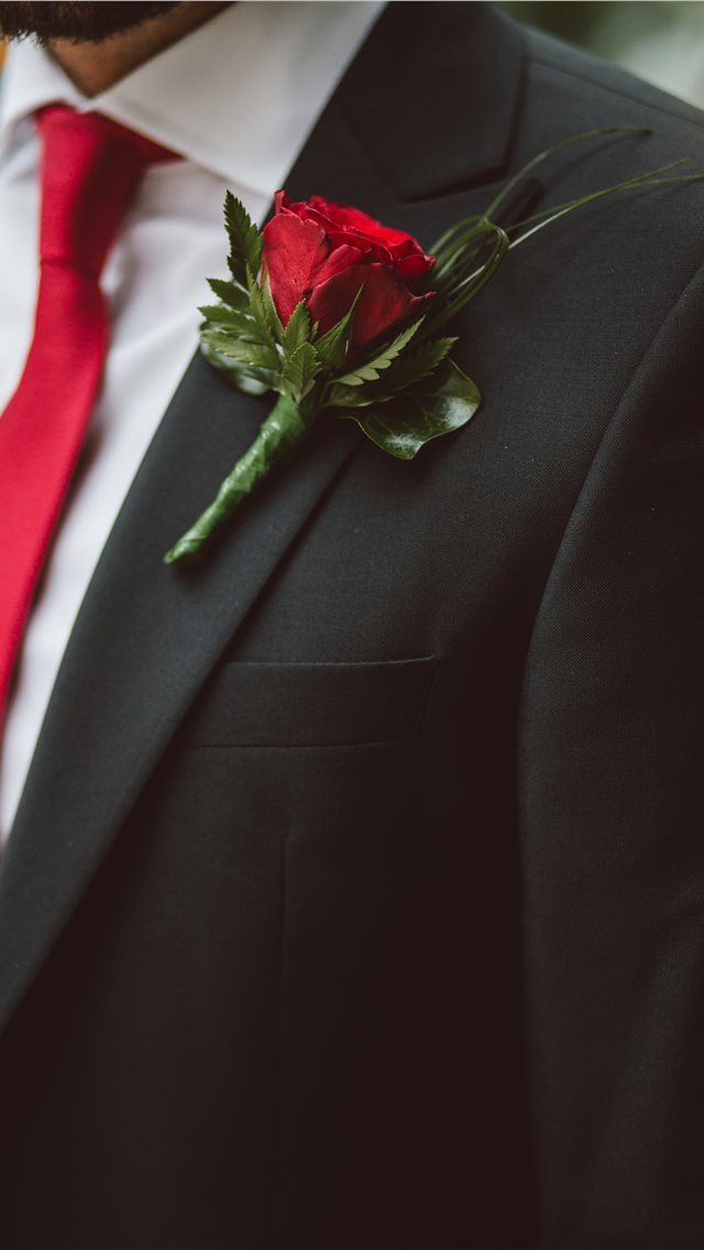 640x1136 Groom wearing a red flower - suit iPhone Wallpaper