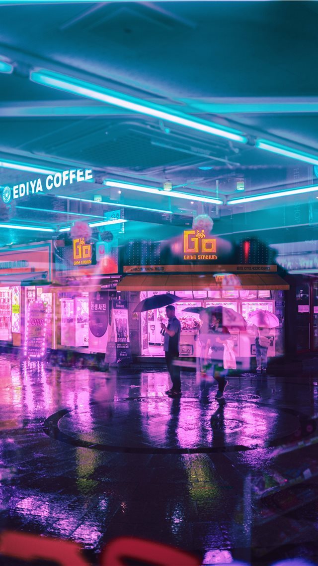 640x1136 Seoul Streets - cyberpunk iPhone Wallpaper