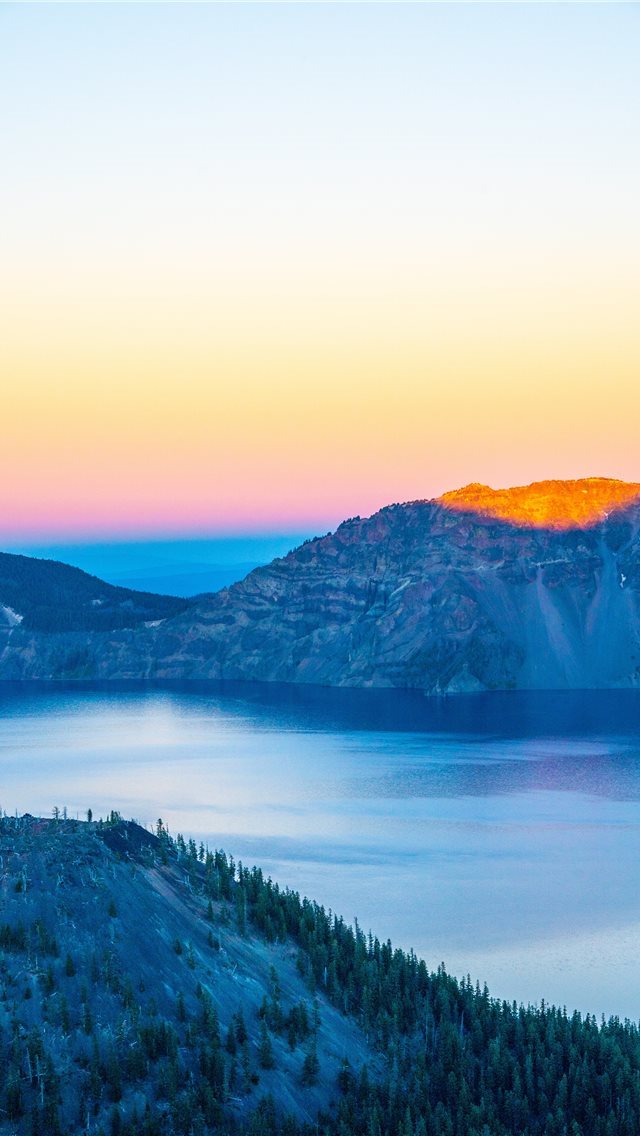640x1136 Sunset Meets the Volcanic Crater - tree iPhone Wallpaper
