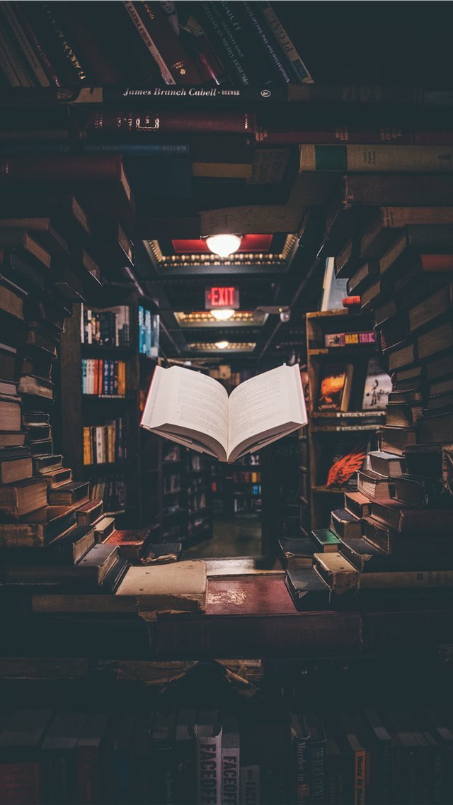 640x1136 Floating Book - library iPhone Wallpaper