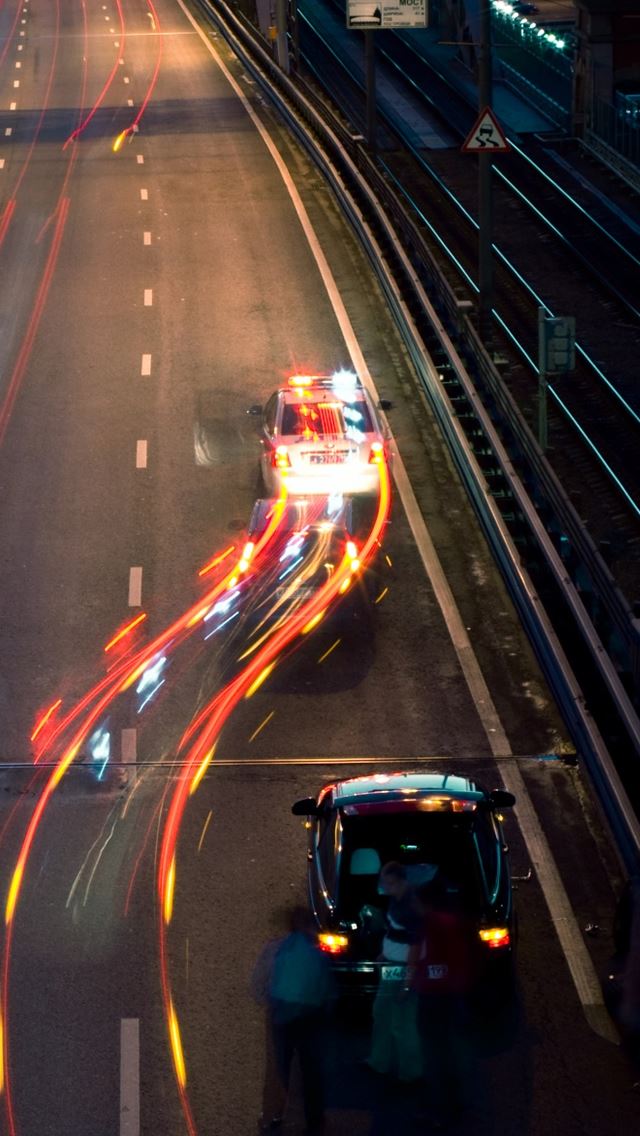 640x1136 Highway at Night - lights iPhone Wallpaper