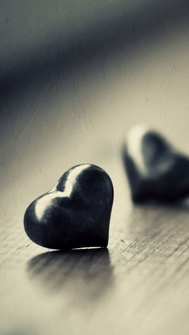 640x1136 Two Black Hearts - hearts iPhone Wallpaper