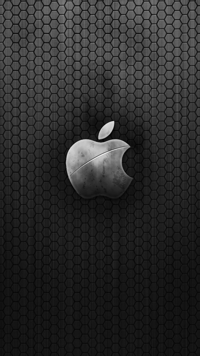 1284x2778 Metal Apple Logo - dots iPhone Wallpaper