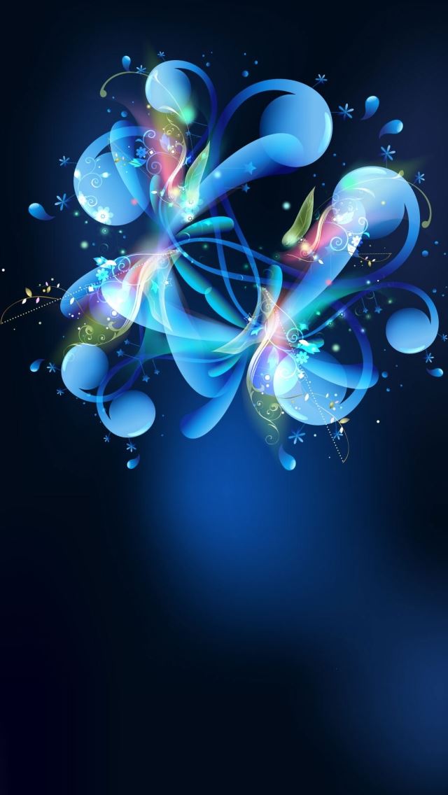 640x1136 Blue Abstract Flower - wave iPhone Wallpaper