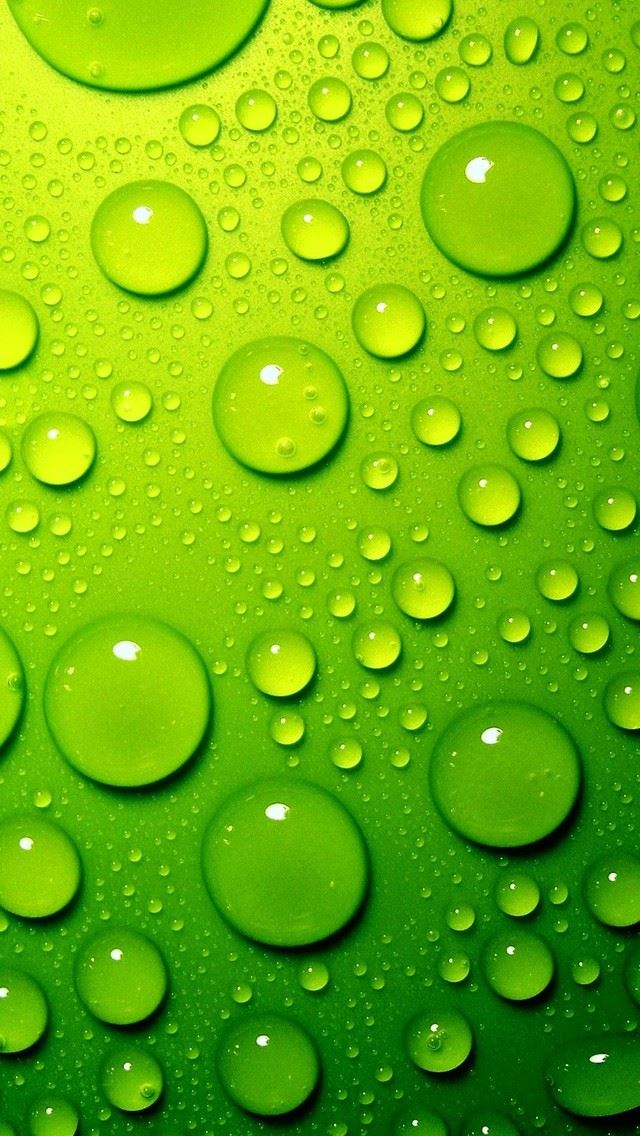 640x1136 Green Water Drops - yellow iPhone Wallpaper